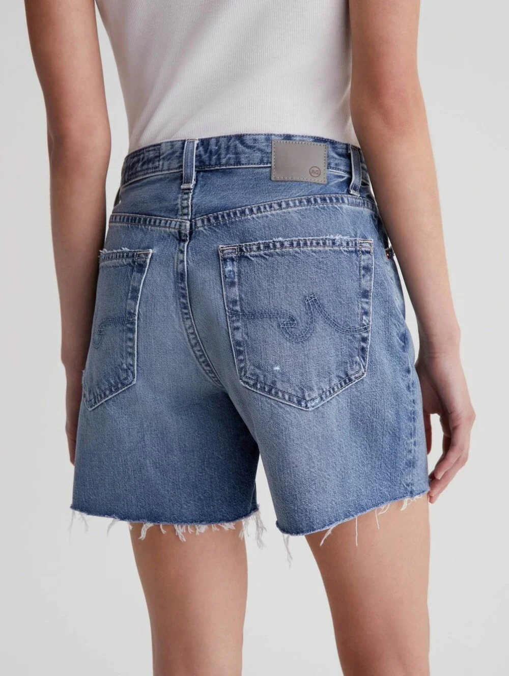 AG Jeans Myth Clove High-Rise Baggy Fit Button Fly Cut Off Shorts Size 25